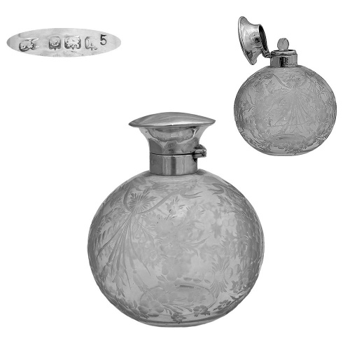 Silver and Glass Perfume Bottle 1929